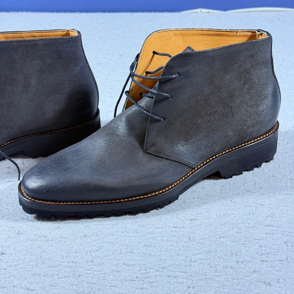 Paul Fredrick Men Grey Leather Chukka Boots Vibram Sole Made in Italy PFS210 8.5 - Picture 5 of 10